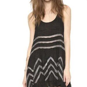 Intimately Free People Voile Lace Slip Dress Black Polka Dot A Line Small Women